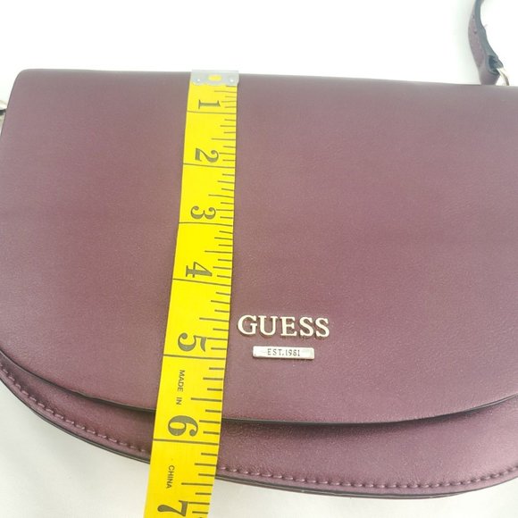 Guess Womens Plum Flap Front Detachable Strap Retro Crossbody Handbag Pu… - Picture 7 of 12